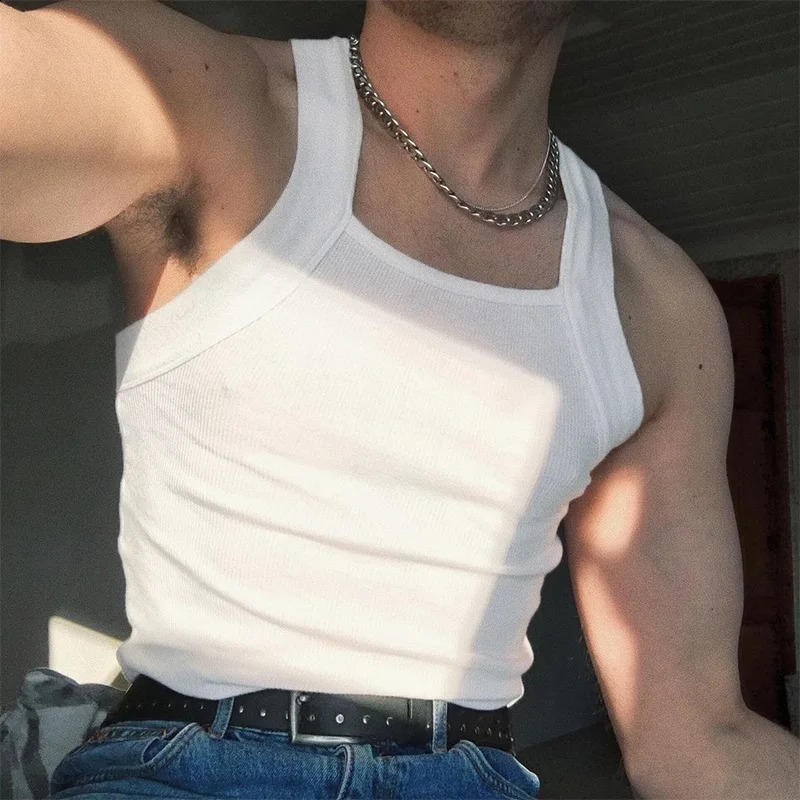 Fashion Sports Tank Tops Mens Solid Color O-neck Sleeveless T-shirt Skinny Gym Streetwear Casual Vests Party Clothing S-5XL 250319