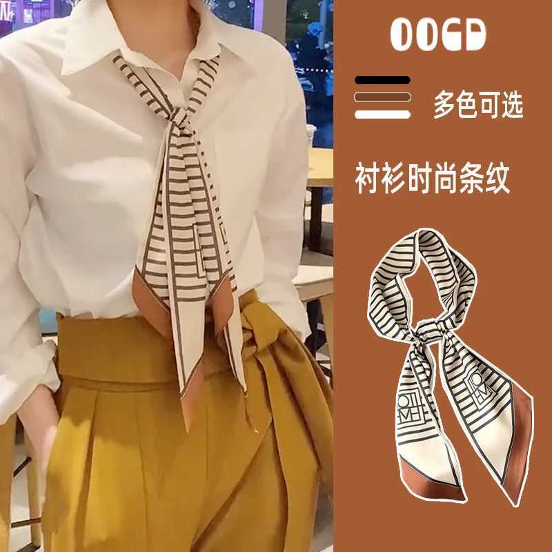 Fashion blue printed silk scarf soft satin horse hair Bl neckline headband foam bag ribbon gift X250319
