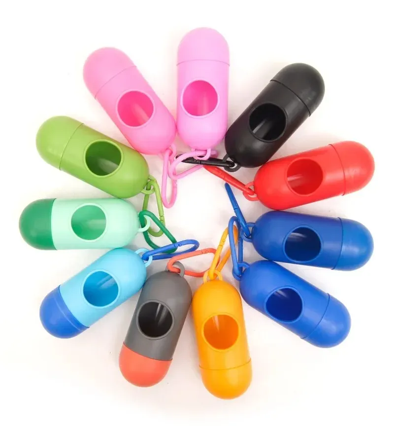 New Pet Waste Dispenser for Dog Waste Bag Holder Plastic Garbage Bag Carrier Case Bullet Pet Dog Waste Poop Pocket