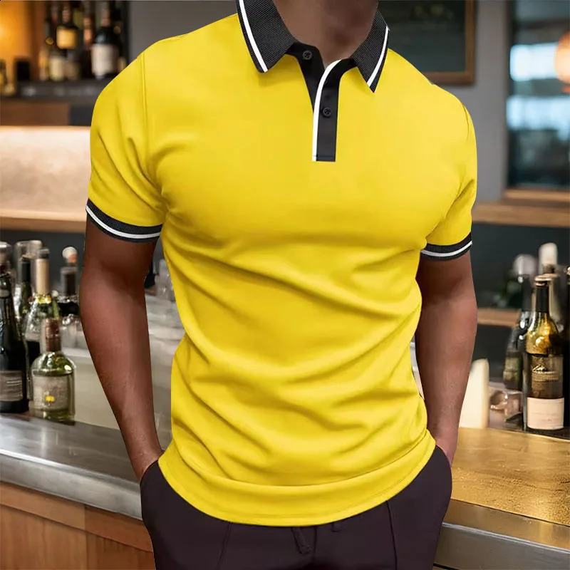 Summer Mens Short sleeved Polo Shirt Business Casual Collar T-shirt Plus Size Breathable Top European and American Plus size 250319