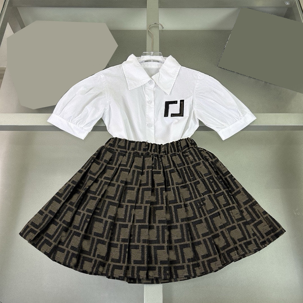 Clothing Sets Designer Baby Girls Children Long Sleeve White T-Shirt Classic Brand Clothes Spring Kids Dress Set Luxury Letter Drop