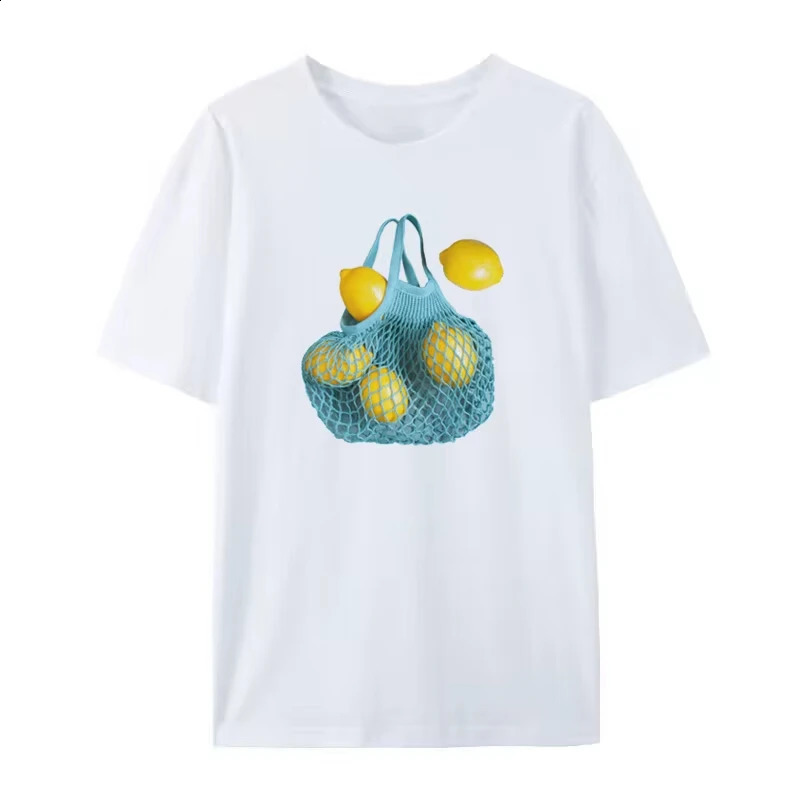 Female Grunge Y2k Aesthetic Lemon Tshirt Harajuku Street Clothing Graphic Cute Fruit Womens Loose Retro Fashion 250311