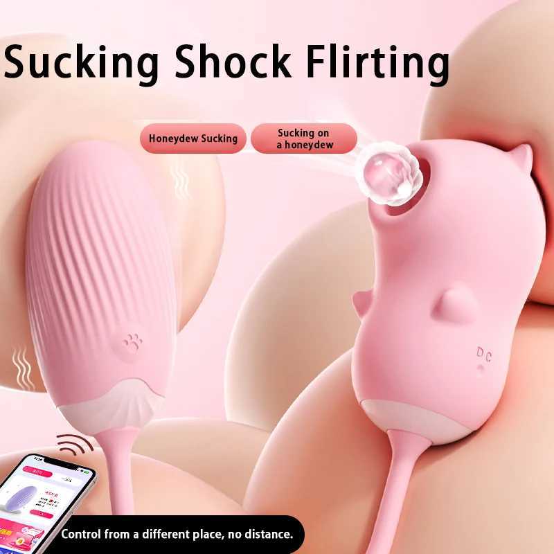 Application remote control 2-in-1 cute suction vibrator clitoral orgasm female sex toy USB charging vibrator g-point stimulation W250319
