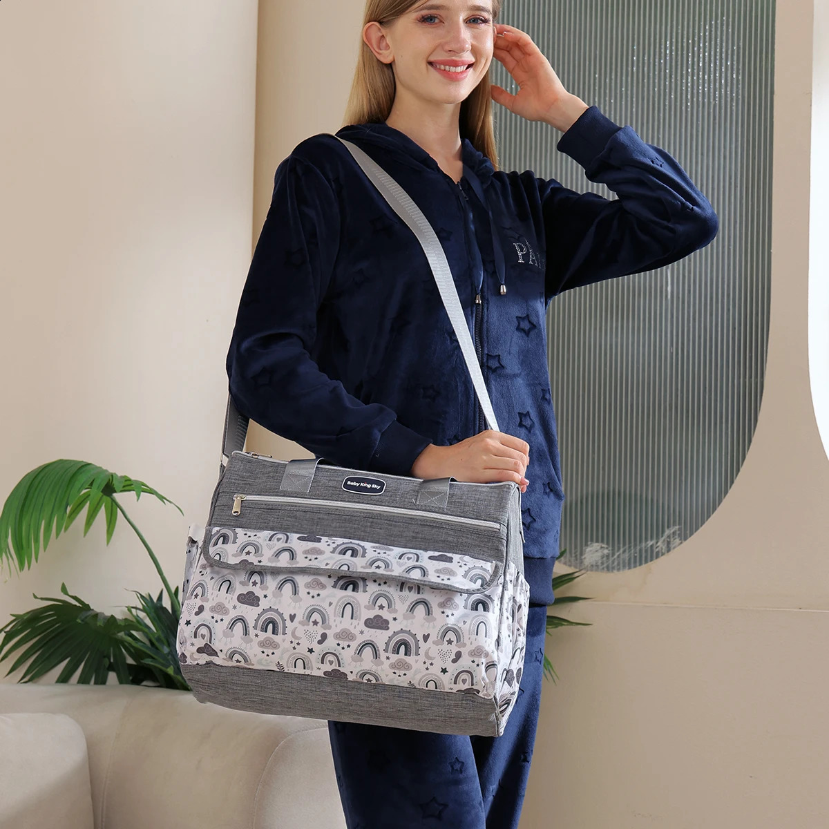Fashion Single Shoulder Large Capacity Mommy Bag Multi functional printed diagonal diaper bag Handheld Mother and baby bag 250319