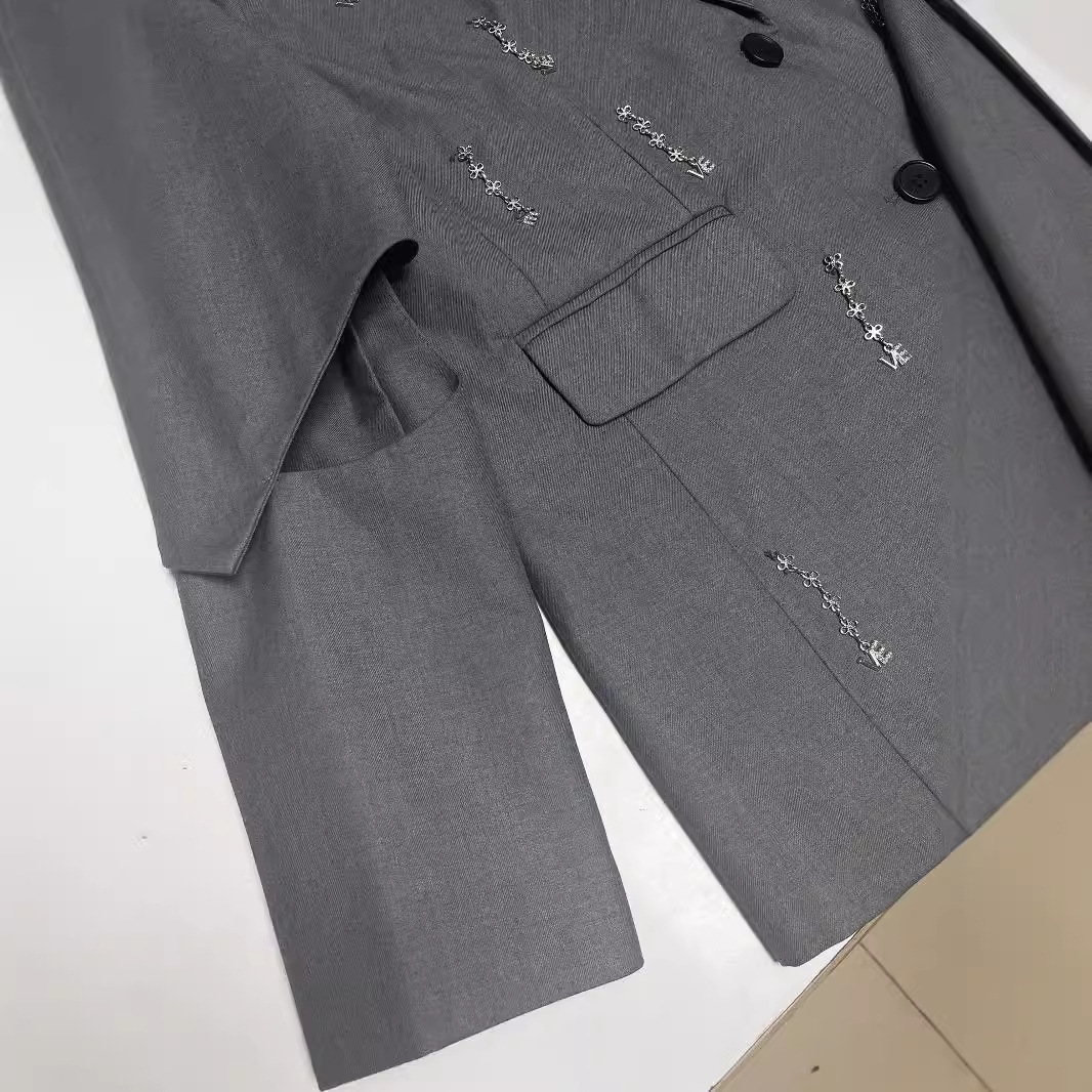Designer Hollow Out Blazer For Women Notched Collar Dias Spliced Single Breasted Coat Fashion New 32C921