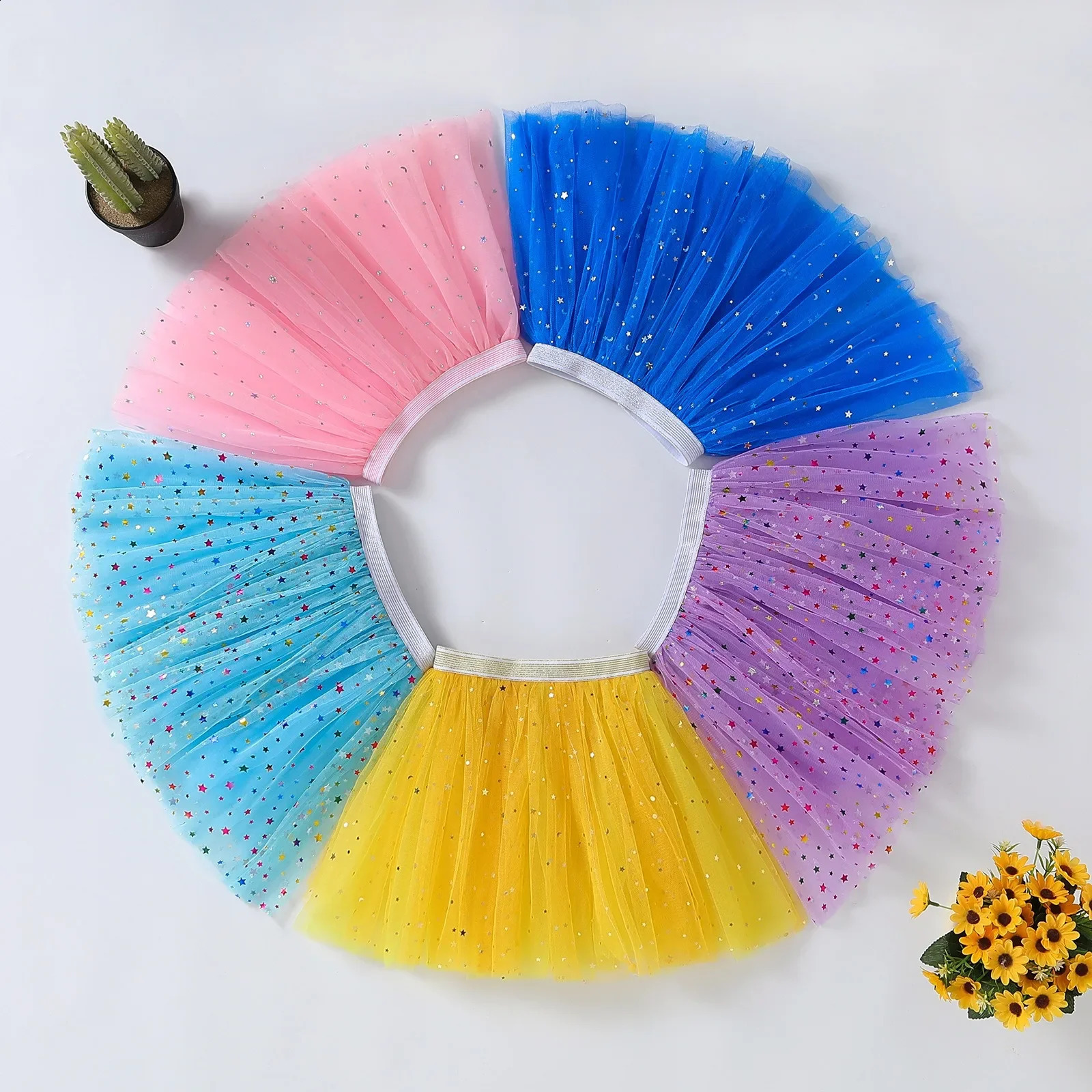 2025 Baby Girls Tulle Star Short Tutu Skirt Children Fancy Ballet Dancewear Party Costume Ball Gown Mini Skirt 1-5Y 250319