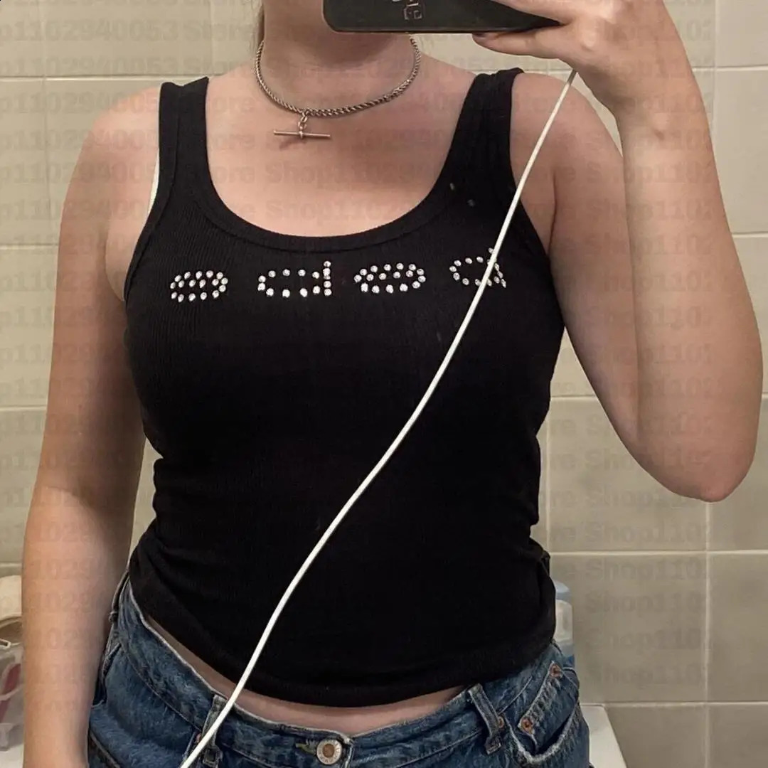 Vintage Sleeveless Tank Top Letters Summer Print Personality Crop top Sleeveless Slim Streetwear Punk Y2K Baby Tee Short Sleeve 250319