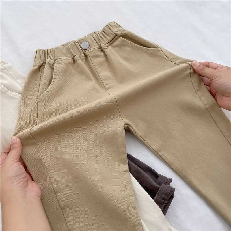 Boys Cotton Workwear Pants Elastic Waistline Trousers Autumn Outer Sport Casual Loose Comfortable Pant Children Fashion ClothesT250318