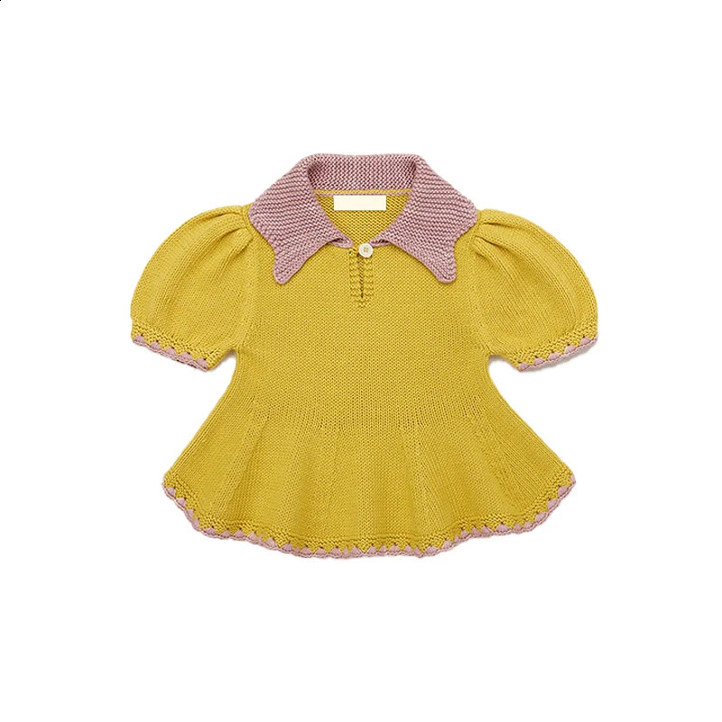 Korean Childrens Pre-Sale Summer Clothing 2025 Baby Girls Cotton Bow Top Shirts Knitwear Sweater Cardigan Skirts Arrival 250319