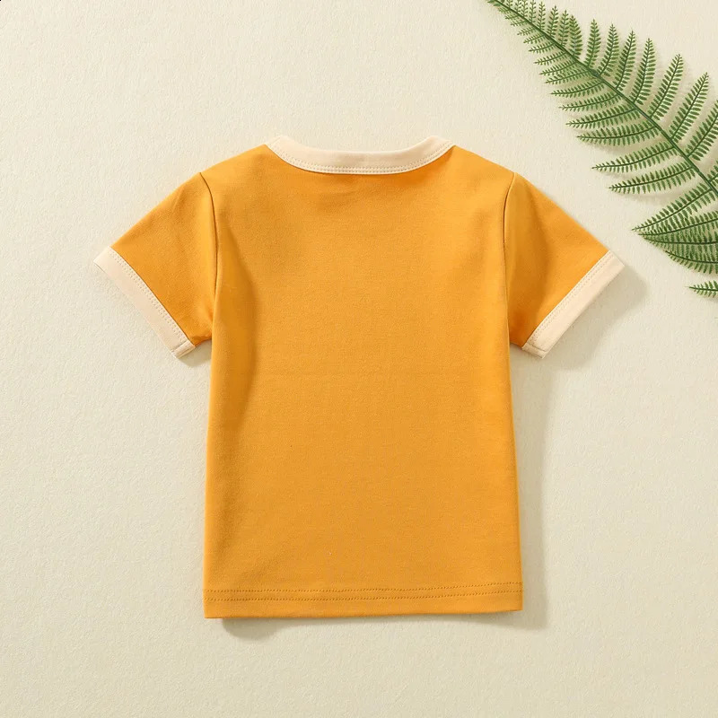 100% Cotton Small Children Summer Short Sleeve T shirt Boys Girls Color Matching Soft Comfy Tops Tees Kids T-shirts Casual 250319