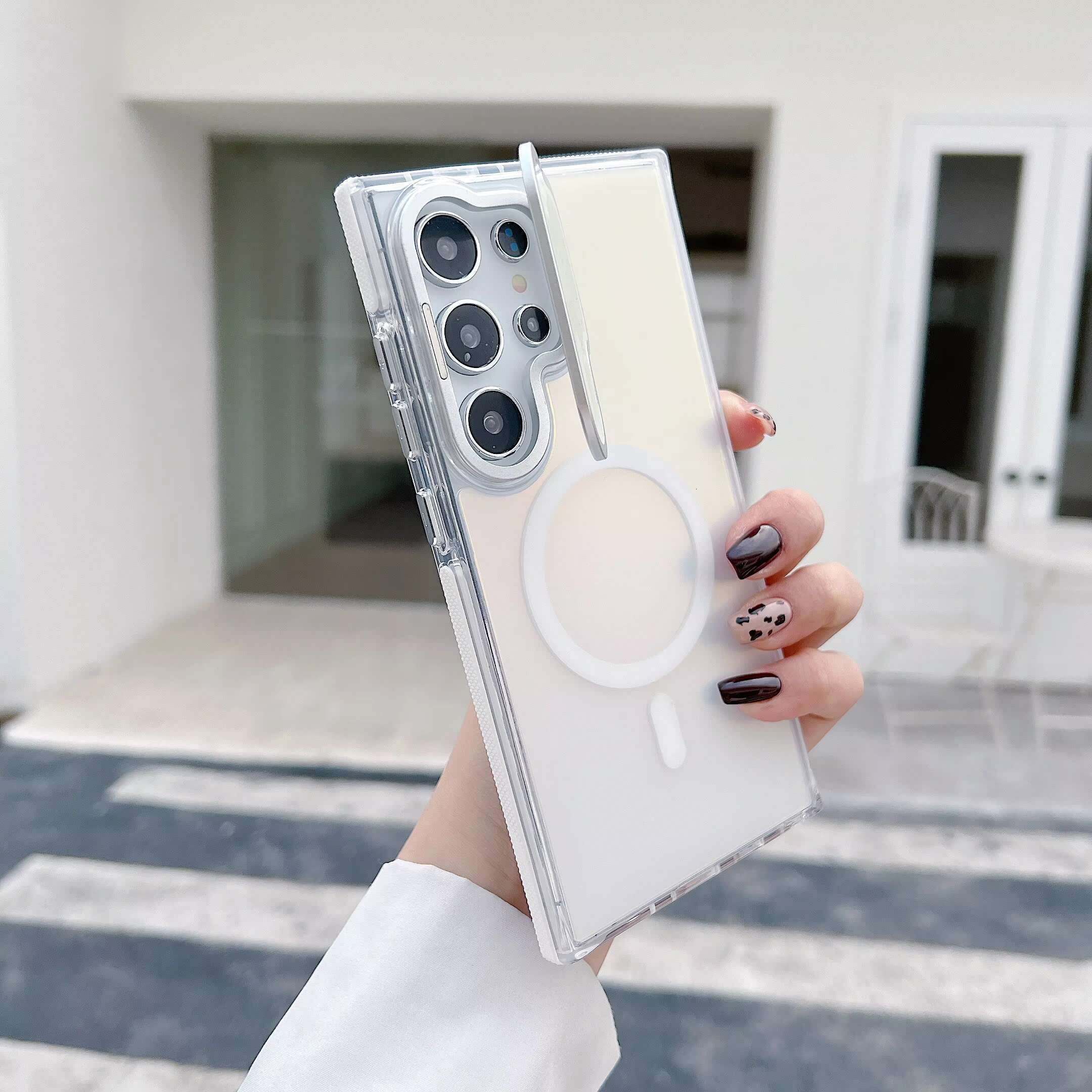 For Samsung S24 Ultra S24+ and Other Series Chameleon Design Wireless Charge Magnetic Shockproof Phone Case With Camera Stand