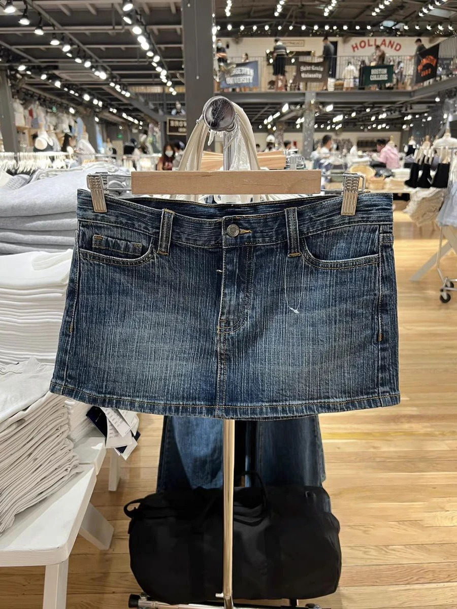 American Vintage Denim Mini Skirts Women Summer Fashion High Waist Straigth Short Faldas Casual Fashion Streetwear Cotton Skirt 250319