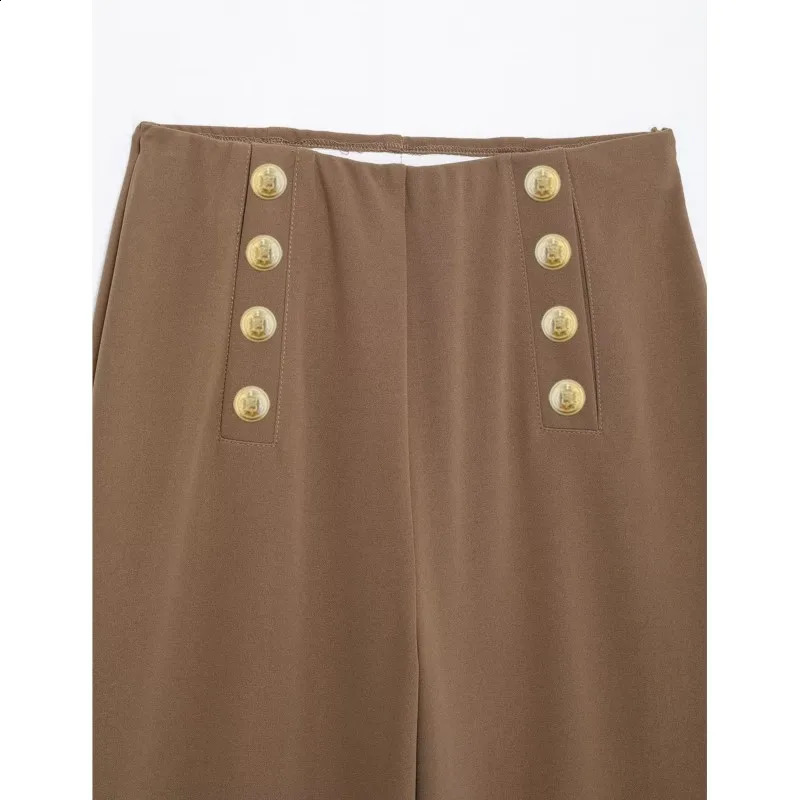 HipBeam Button Trouser Womens Spring Casual Simple Pants Retro Wide Leg 250318
