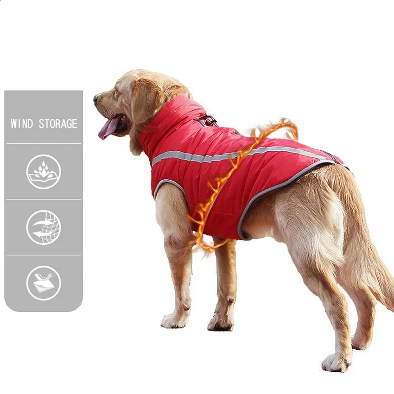 Waterproof Dog Clothes for Large Dogs Winter Warm Big Jackets Padded Fleece Pet Coat Safety Reflective n Clothing 250318
