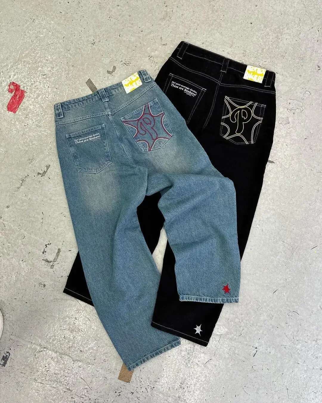 Y2k Men's Letter Printed Jeans Fashion Hip-Hop Trend Straight Casual Loose Lovers Street American Retro Pants Ins Hot