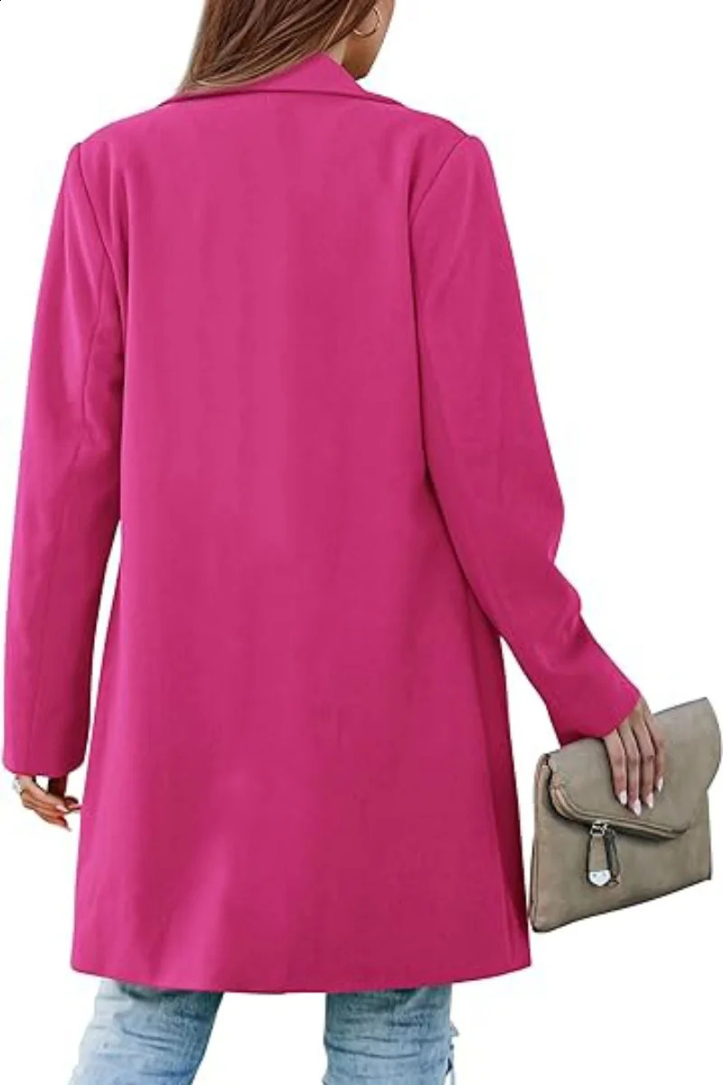 Womens Double breasted Winter Coat Long Wool Blended Jacket Collar Clothing 250319