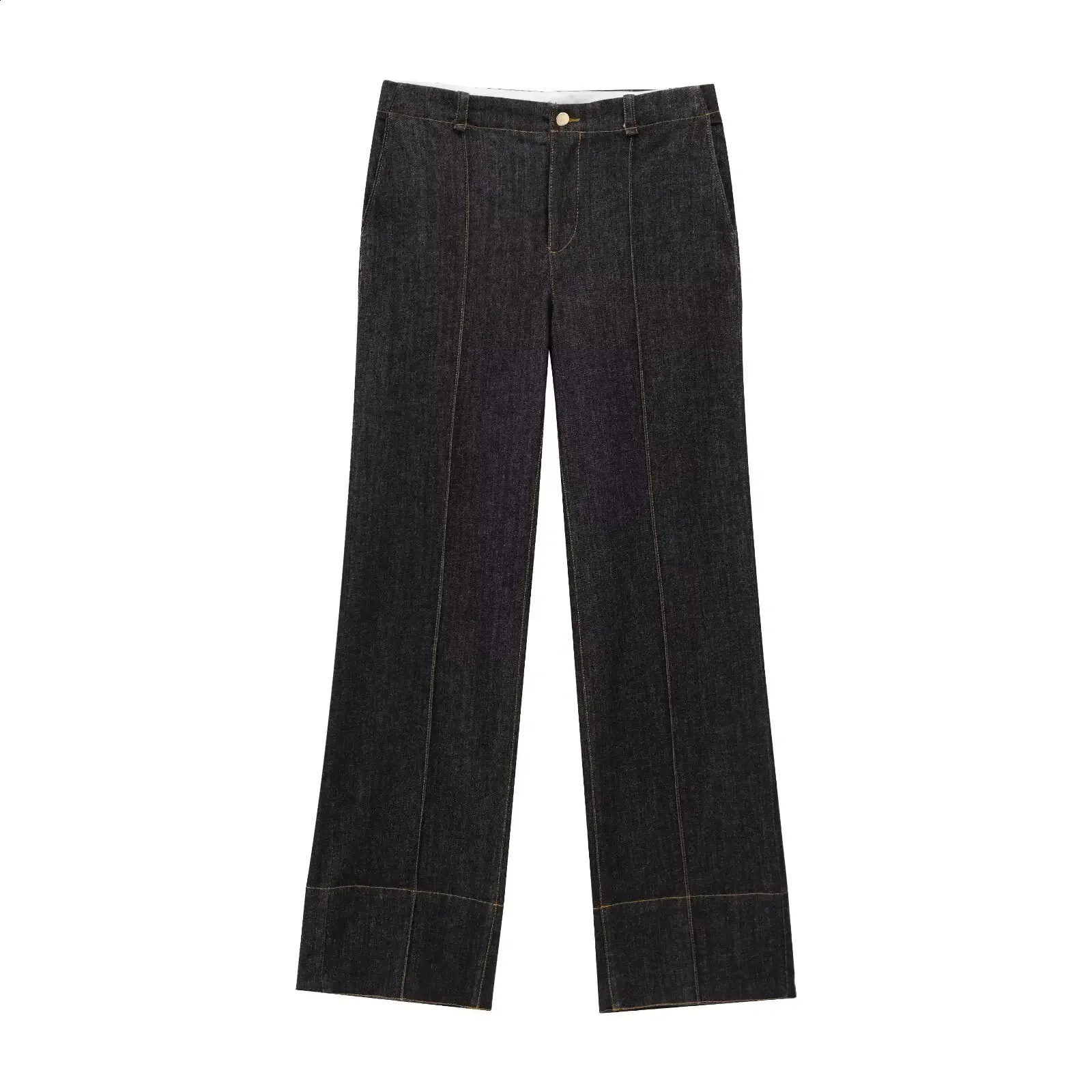 Trafshe denim womens twopiece jacketwide leg pants set elegant Trouser 2300576 250319