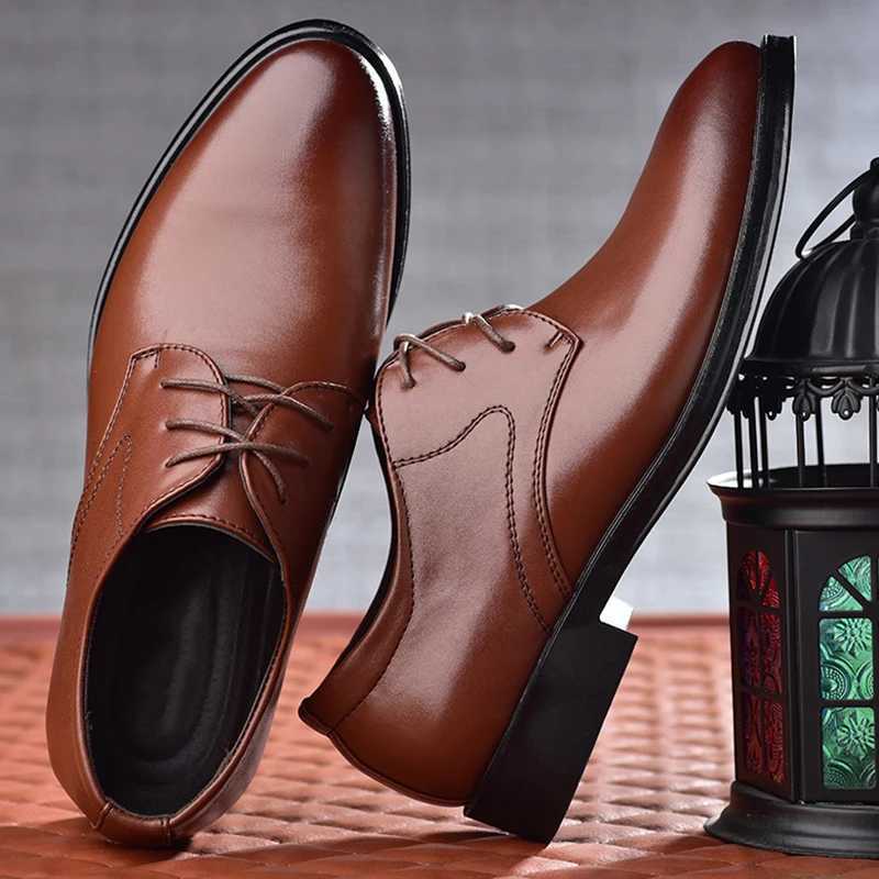 Mens shoes black leather formal shoes Oxford mens wedding party office business shoes mens Zapatos de Hombre Plus sizeXJ250319