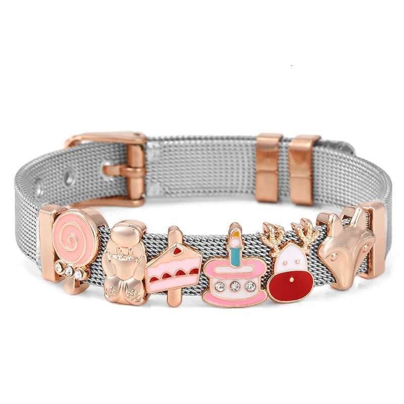 10mm Fox Elk Beads Charm Bracelets DIY Mesh Keeper Bracelets Pulseras Mujer For Women Men Christmas Jewelry Gift Dropshipping