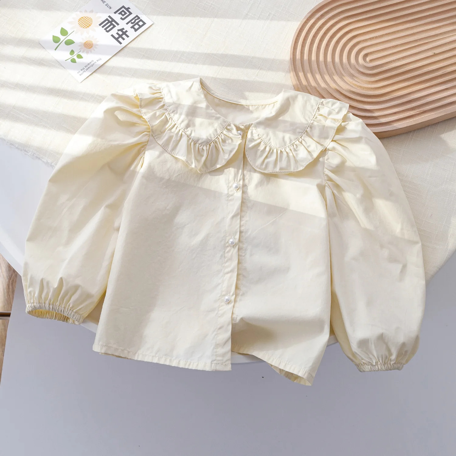 Childrens shirt lace floral embroidery lapel girls baby 250319