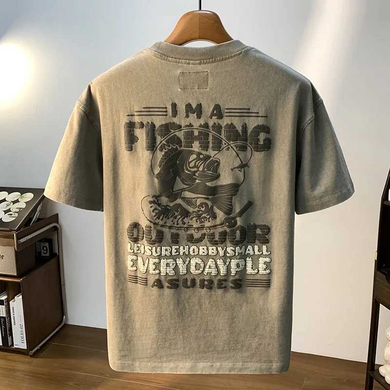 Retro retro short sleeved T-shirt suitable for mens spring and summer casual American fashion brand printed round neck topT250318