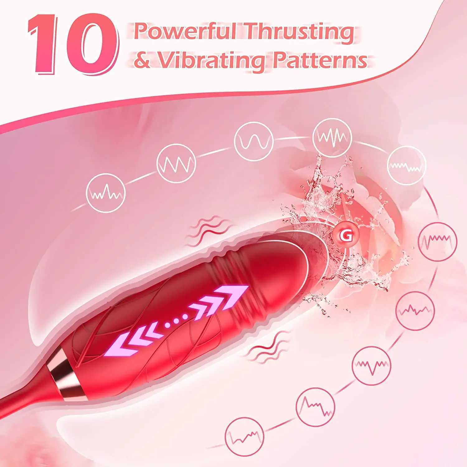 Rose-Sucking Vibrator for Women Clit Sucker Vagina G Spot Thrusting Vibrator Stimulator Female Masturbator Adult Sex Toy W250618