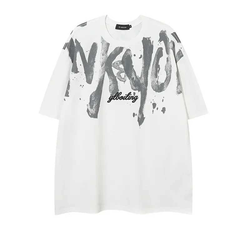 Mens and womens cotton creative printing graphic T-shirt round neck short sleeved oversized T-shirt street clothing Harajuku Y2K summerT250319