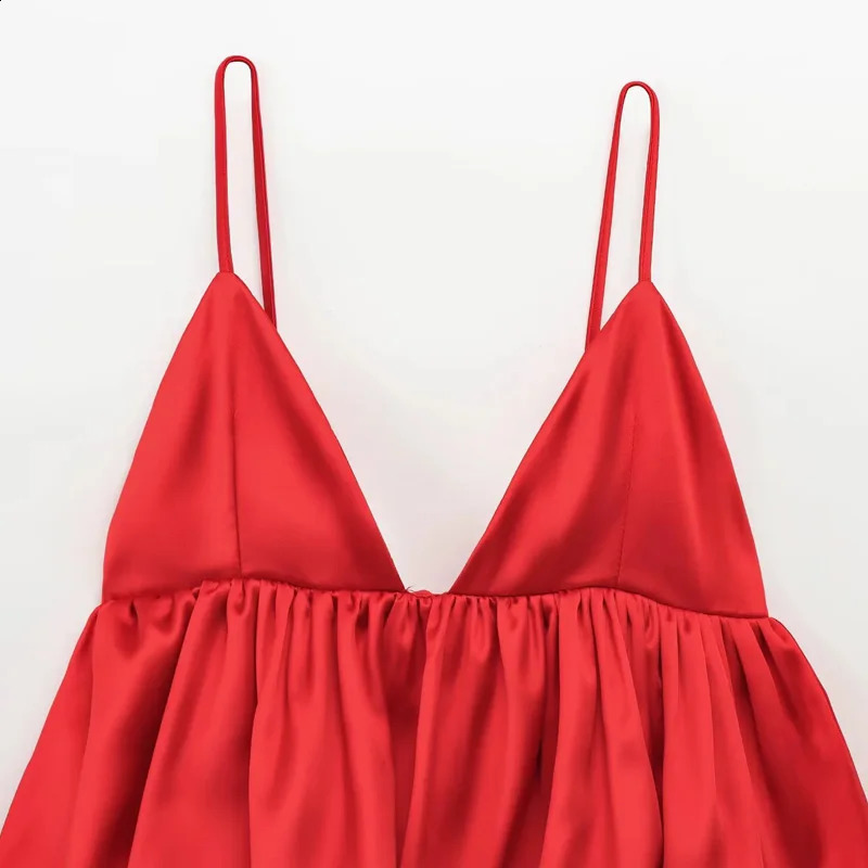 TRAF Red Y2k Mini Sliding Top Womens Spring Sexy Elegant Tank Top Fashion Casual Party Sleeveless Backless Short Top 250314