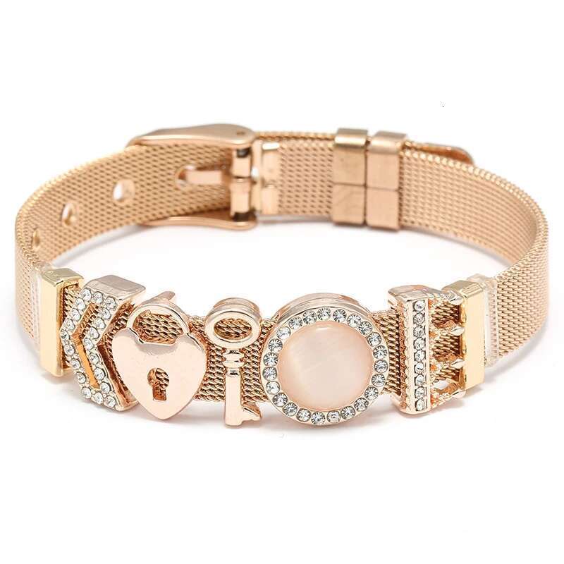 High Quality Stainless Steel Mesh Bracelets With DIY Key Lock Beads Buckle Keeper Bracelets For Women Boyfriend Jewelry Gift