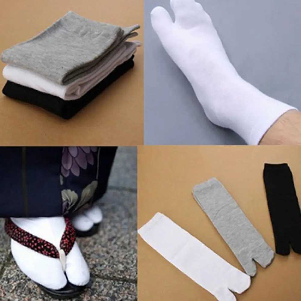 1 pair of unisex Japanese kimono flip sandals with split toe Tabi Ninja Geta socks breathable two finger socks X250319