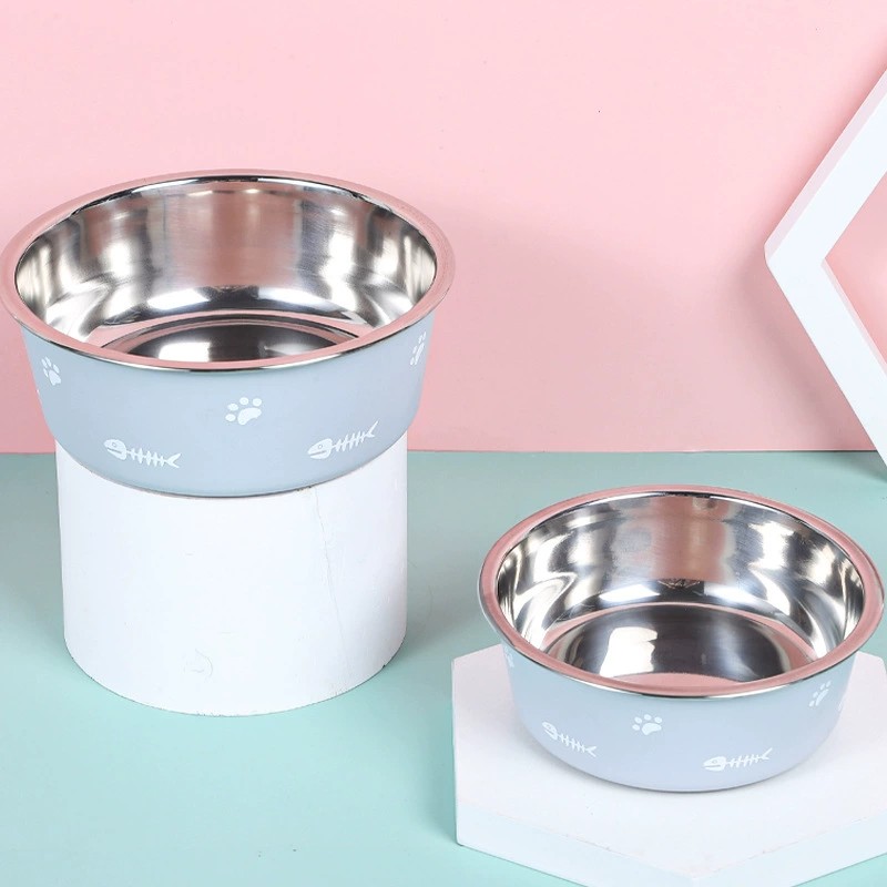 Non slip plastic double-layer pet bowl, cross-border suction type stainless steel dog bowl