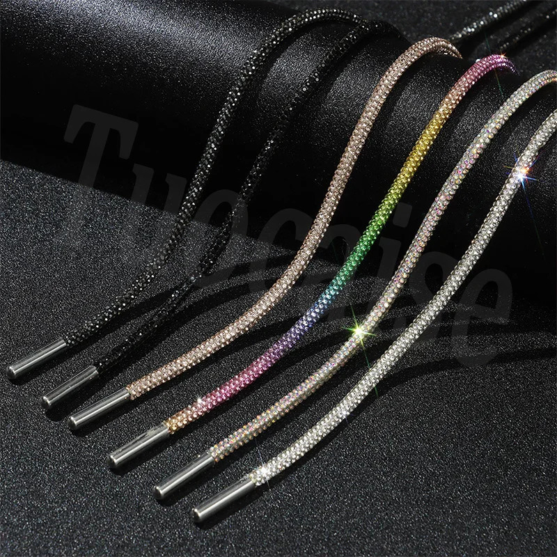 1Pcs Rhinestone ShoeLace Diamond Shoe Lace Bright String Cross Braiding Strap DIY Drawstring Sneakers Lace Accessories 250319