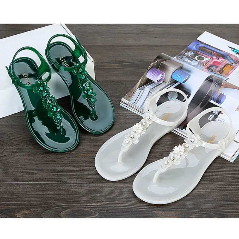 New Arrival New Summer Women Flat Sandals Female Beach Casual Slipper Jelly Shoes Woman PVC Flowers Flip Flops Shoes Ladies Sandals WSH3541 T250318
