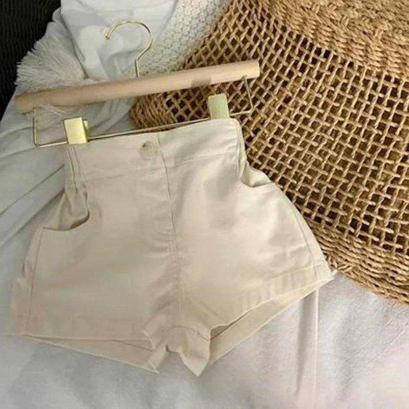 Summer Girls Shorts Baby Fashion Childrens Personality Trendy Korean Style Solid Color Casual High Waisted Versatile Pants 250319