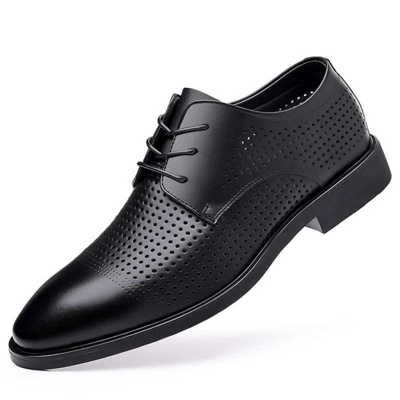 Real leather lace mens business formal leather shoes mens low cut Korean performance shoes mens wedding shoesXJ250319