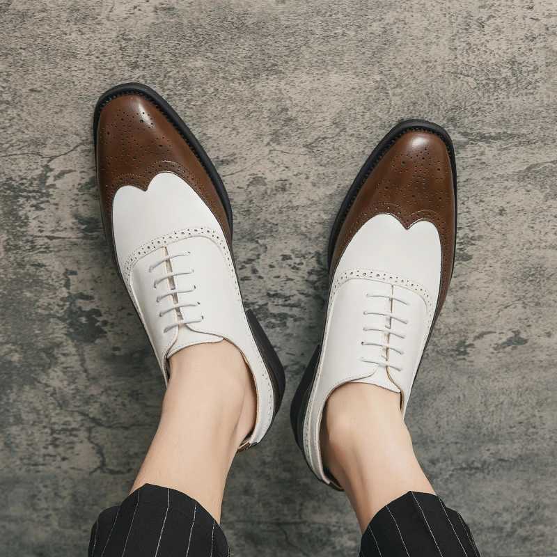 Mens Wingtip detailed dress shoes Business Two Te Oxford shoes used for wedding partiesXJ250319