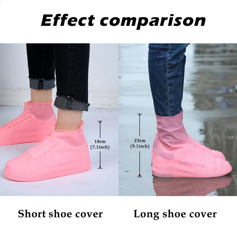 Elastic waterproof shoe cover outdoor rain boots silicone anti slip PVC medium thick latex 250318