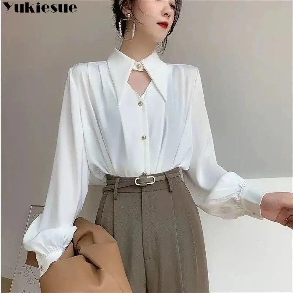 Spring shirt Elegant OL Chic Turn-down Collar Long Sleeve tops Womens Top Blouse women shirts and blouses Female Clothing 250318