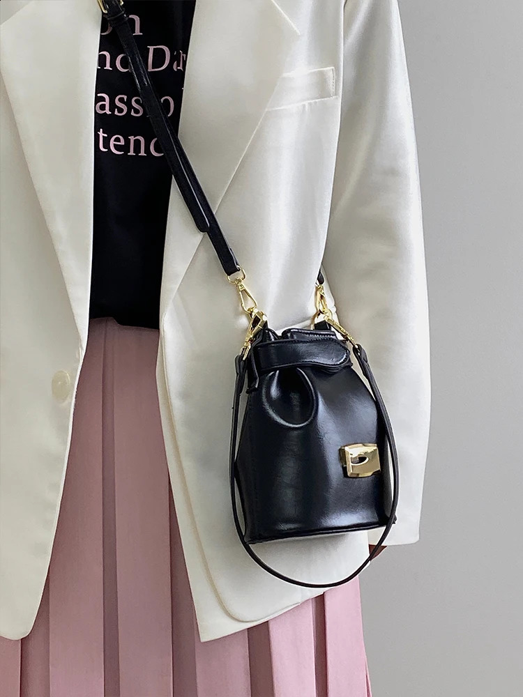 Fashion Womens Bucket Shoulder Bag Pu Leather Womens Mini Messenger Bag Womens Handbag 250317