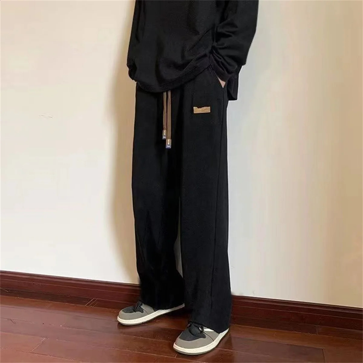Summer Mens Pants Large Pocket Black Loose Outdoor Elastic Sports Student High Street Grey Boy 250319