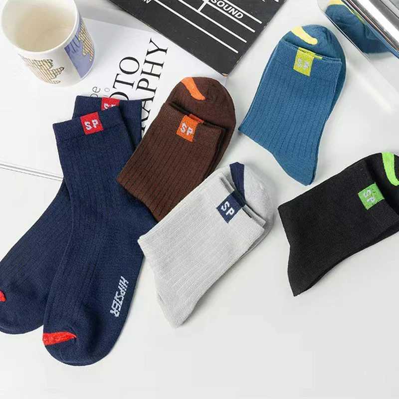 5/10/20 Pairs Men Letter Pattern Crew Socks Sweat Absorbing Odor Proof Soft Comfortable Breathable Casual and Neutral Socks X250319