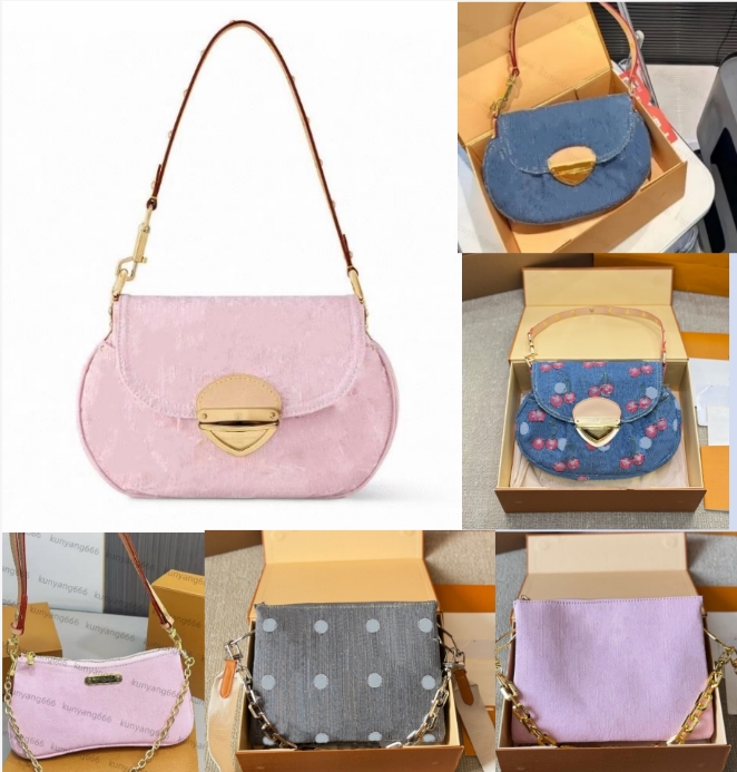 Designer pink denim canvas sac Hobo Crossbody Bag Women Fashion Casual Underarm Handbag Shoulder Bag Vintage Female Messenger Bag