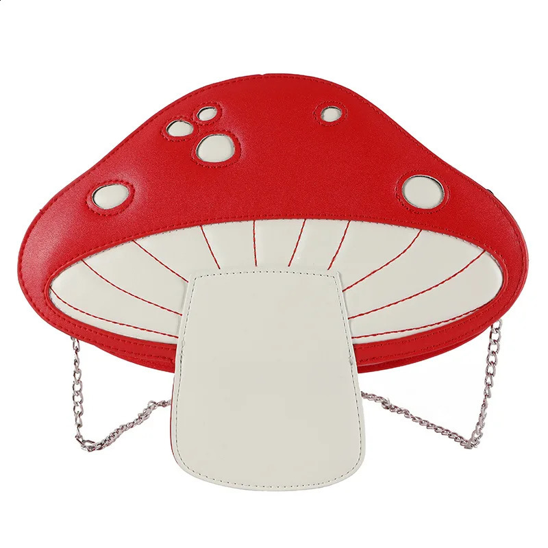 Personality Funny Cute Cartoon Pu Mushroom Shape Messenger Bag Summer Cute Chain Shoulder Bag 250314