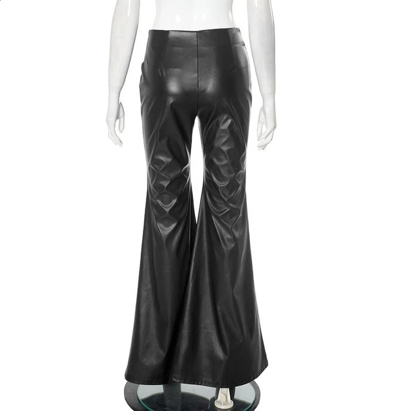 Womens Trouser streetwear PU fashion zipper elegant womens casual slim pants black sexy personality version 250318