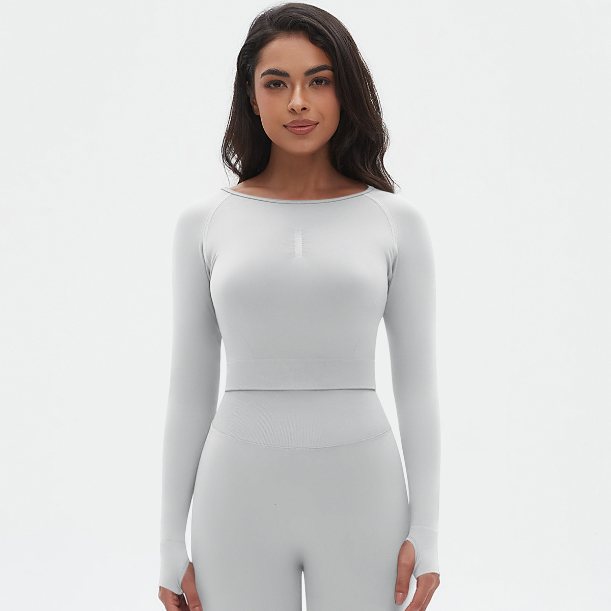Seamless tracksuit Knitted Solid Color Tight High Elasticity Clothing Long Sleeve Sports Running Fitness Yoga Top for Women leggings