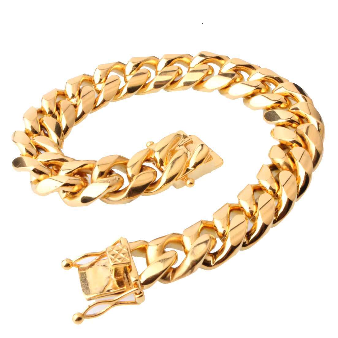 New design hot selg city hip hop jewelry men's 15mm thick stainless steel Cuban k chain bracelet