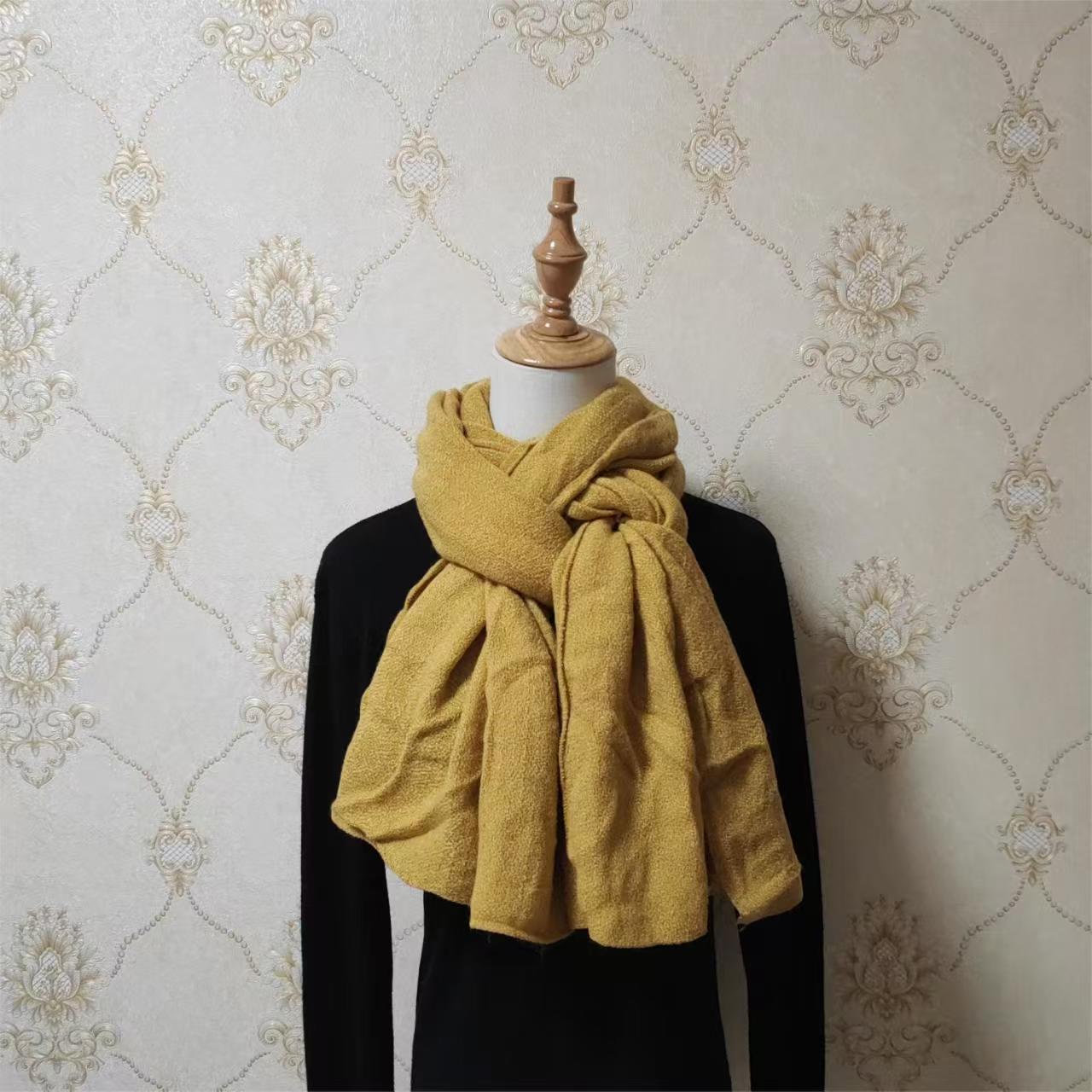 T316 long retro versatile couple autumn and winter women's fashion niche warm solid color scarf thin
