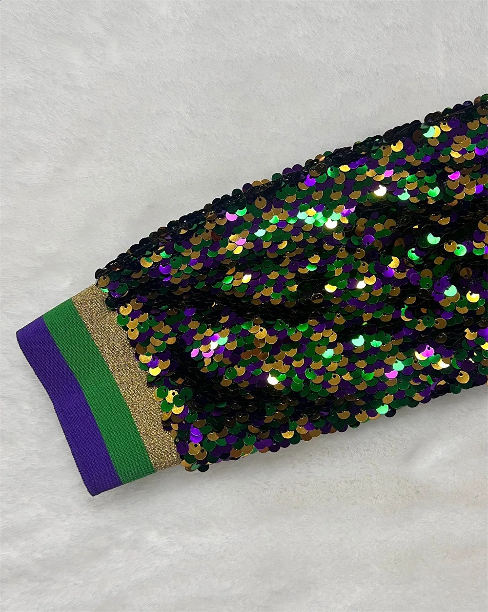 SpringAutumn Colorful Glitter Jacket Womens Patch Workbench Collar Long Sleeve Short Top Baseball Uniform 250317