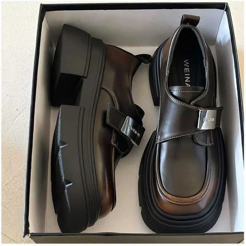 Womens flat shoes autumn British style Oxford round toe platform Loafers with fur all horse casual womens sports shoes dressXJ250319