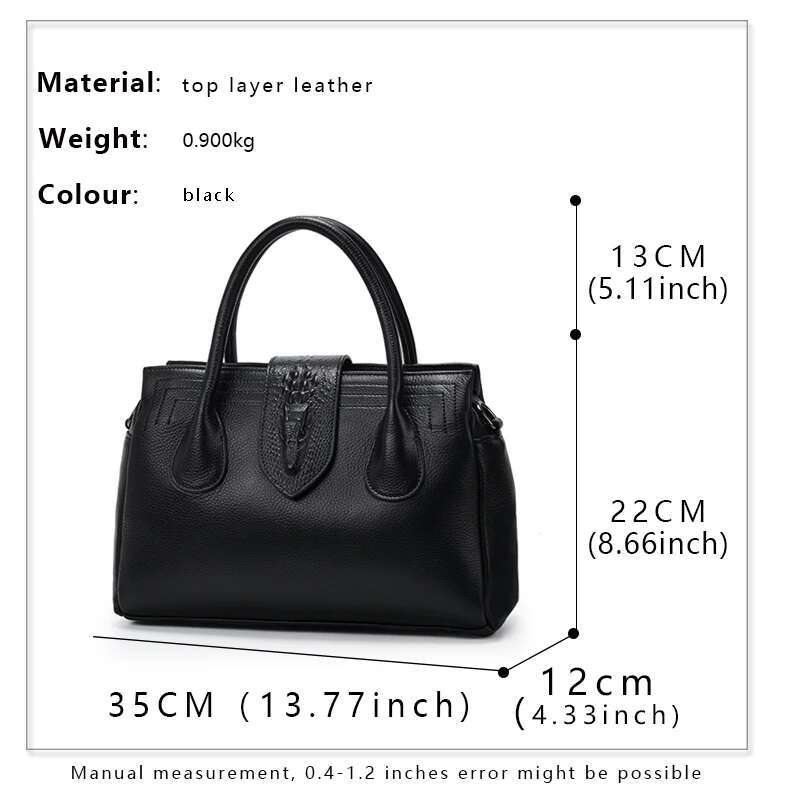 Aidrani 2024 Fashion Genuine Leather Handbag Large Capacity Women's Briefcase 100% Soft Cowhide Square Bag